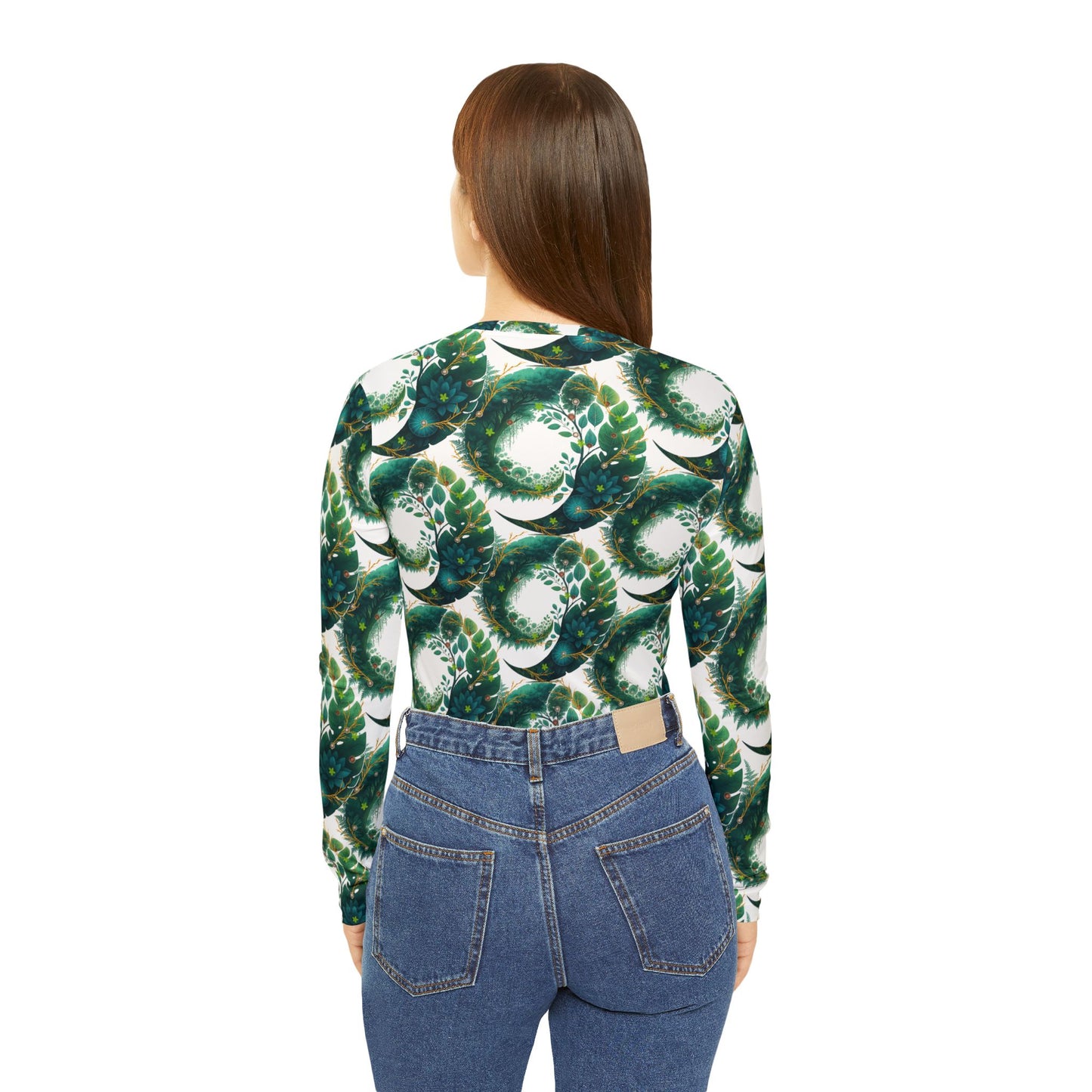 Bohemian Nature Print Long Sleeve V-Neck Shirt | Women's Eco-Friendly Floral Top that Supports Animal Welfare