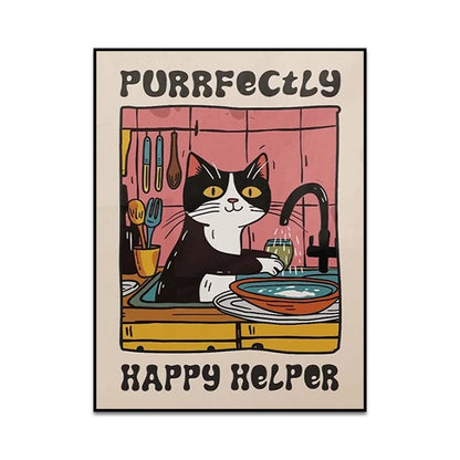 Funny Cat Canvas Wall Art | Unique Home Decor for Cat Lovers