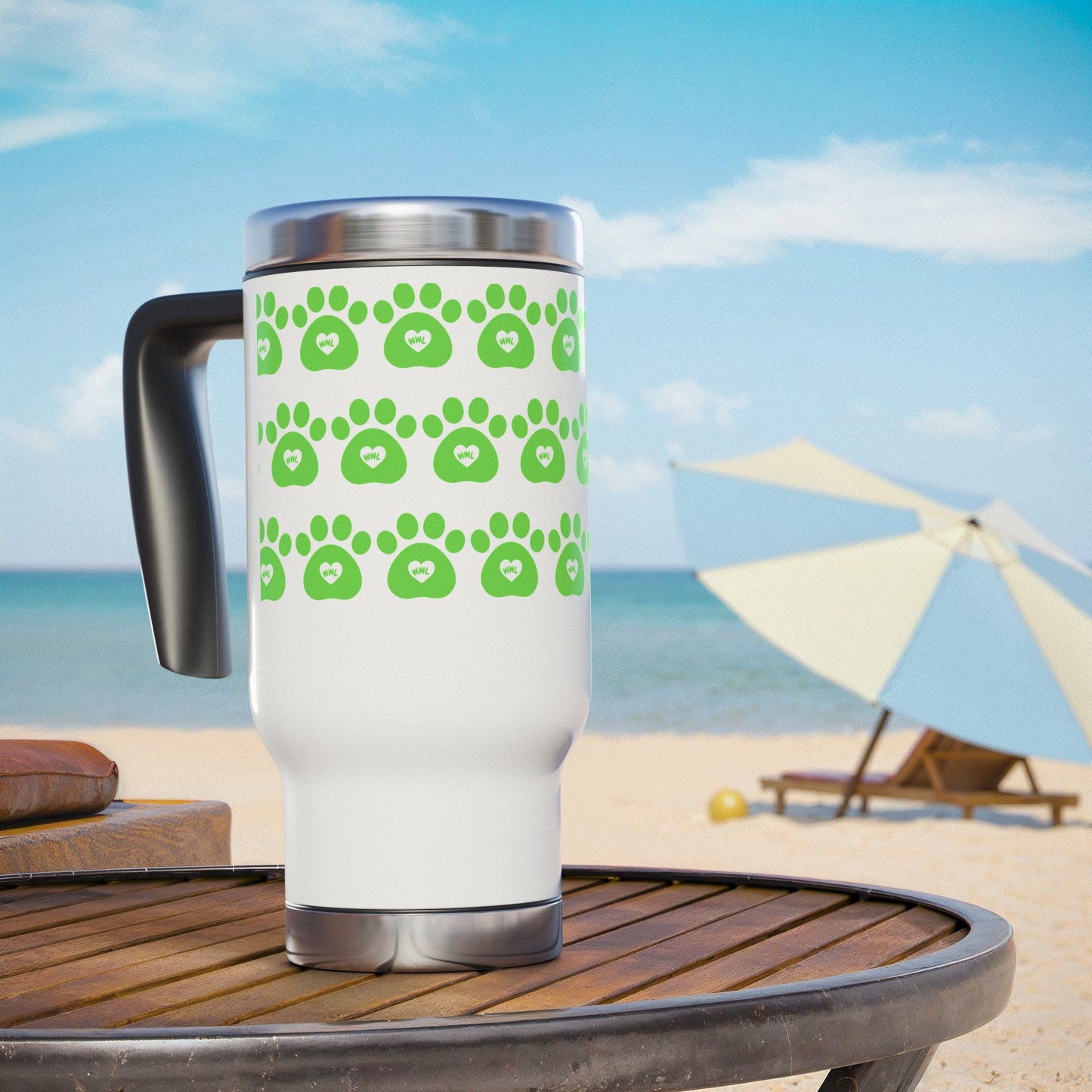 Paw Print Stainless Steel 14oz Travel Mug |  Eco-Friendly & BPA Free | Supports Animal Welfare