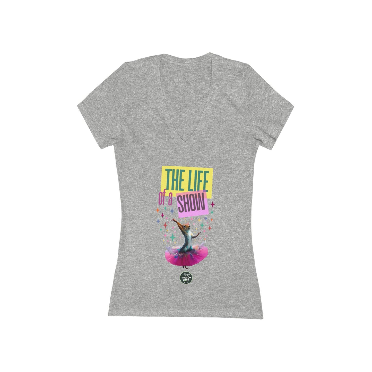 Life of a Show Squirrel V-Neck Women's Graphic Tee | Funny Novelty Apparel that Supports Animal