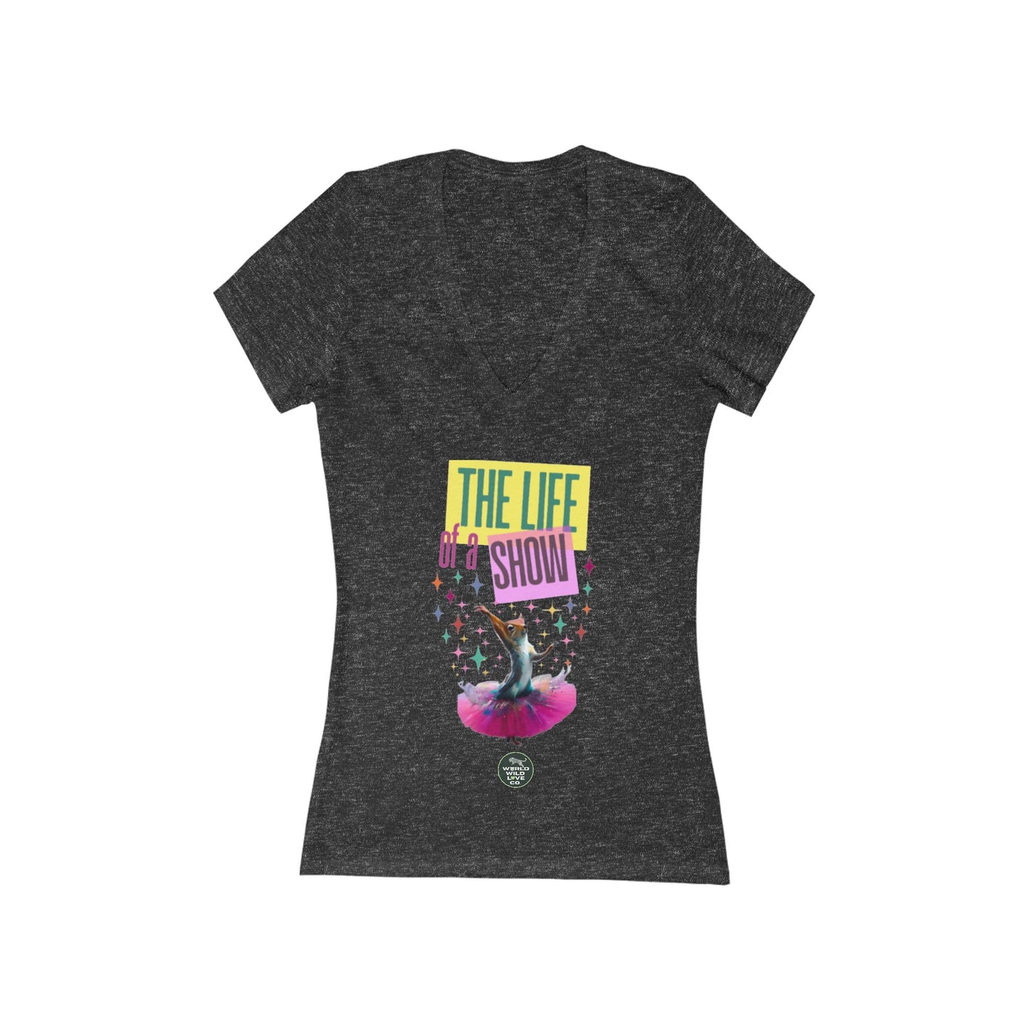 Life of a Show Squirrel V-Neck Women's Graphic Tee | Funny Novelty Apparel that Supports Animal