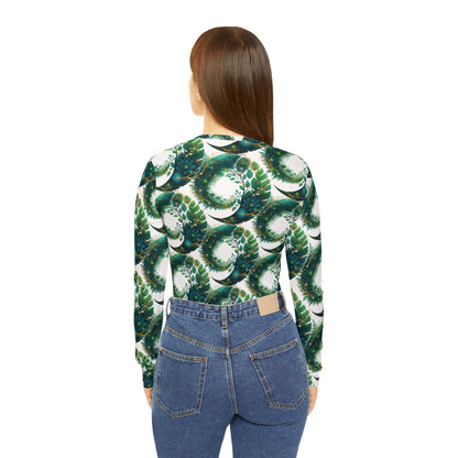 Bohemian Nature Print Long Sleeve V-Neck Shirt | Women's Eco-Friendly Floral Top that Supports Animal Welfare