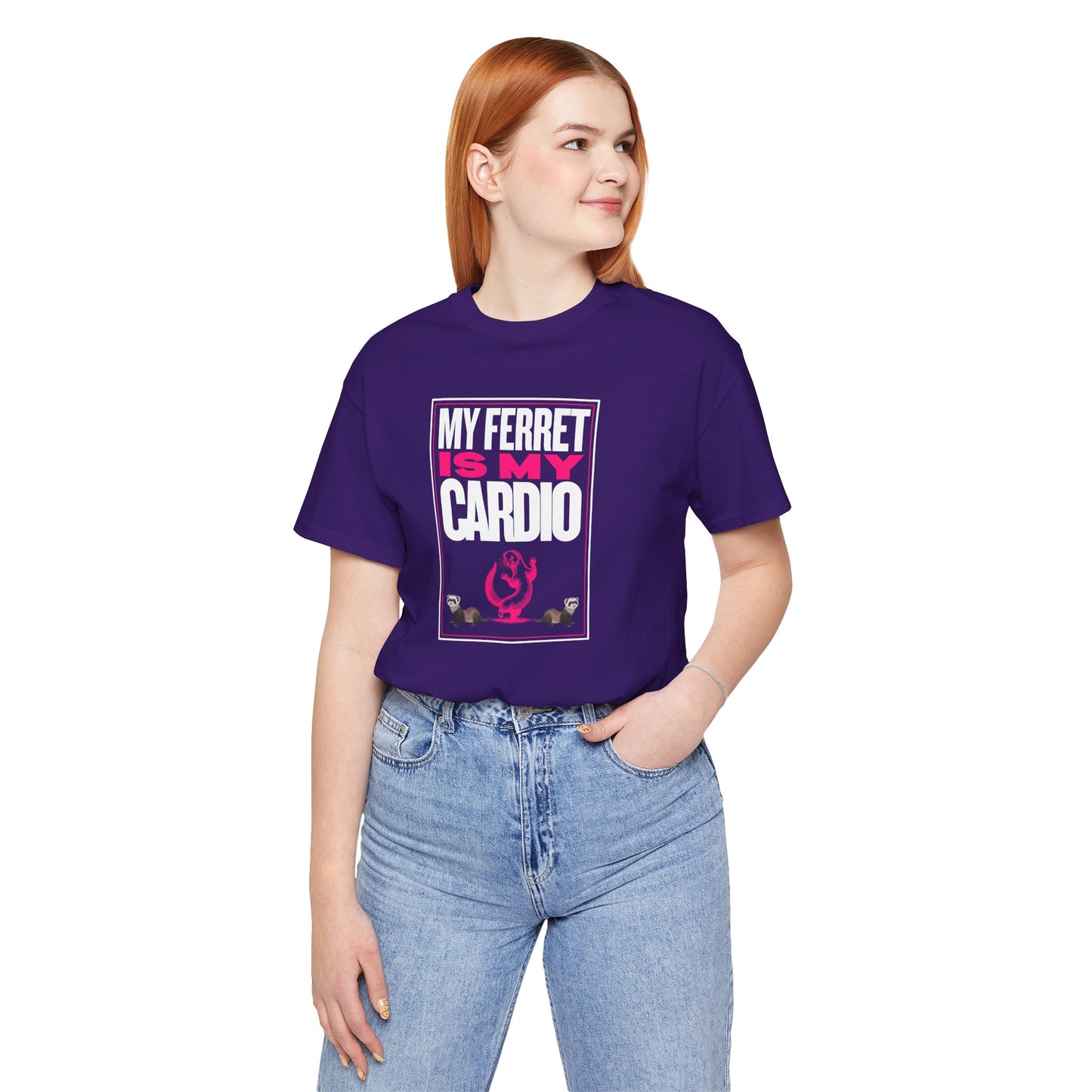"My Ferret is My Cardio" Unisex Tee | Funny Novelty Apparel that Supports Animal Welfare | World Wild Love Co.