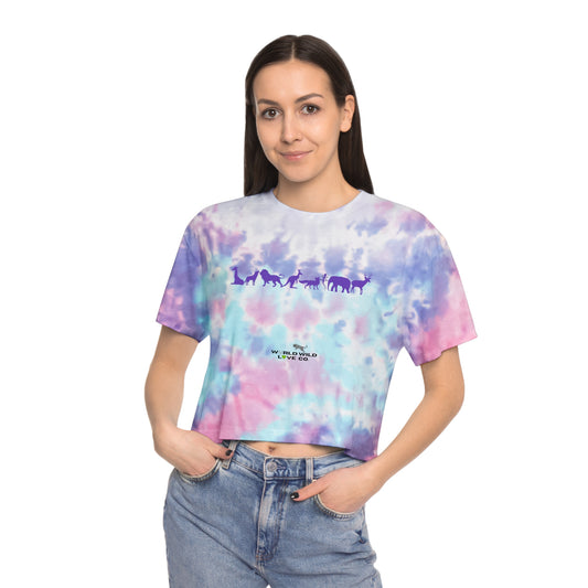 Animal Themed Women's Tie-Dye Crop Tee | Eco-Friendly Boho Style that Supports Animal Welfare