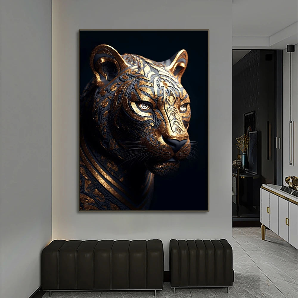 Modern Metallic Wildlife Canvas Painting | Stylish Home accent for Animal lovers