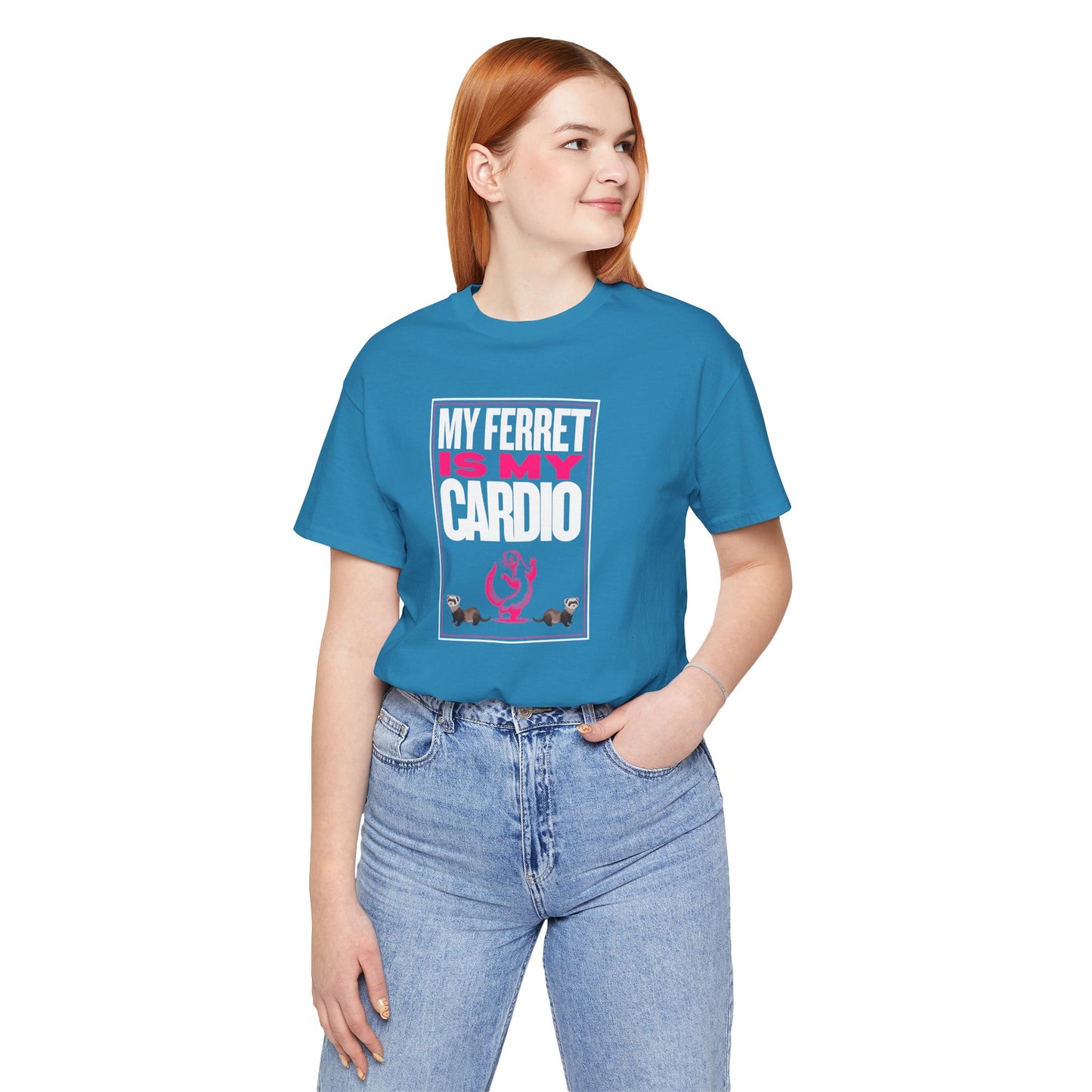 "My Ferret is My Cardio" Unisex Tee | Funny Novelty Apparel that Supports Animal Welfare | World Wild Love Co.