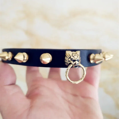 Handmade Cowhide Studded Pet Collar