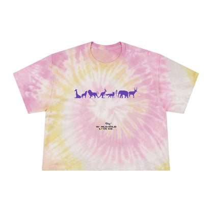 Animal Themed Women's Tie-Dye Crop Tee | Eco-Friendly Boho Style that Supports Animal Welfare