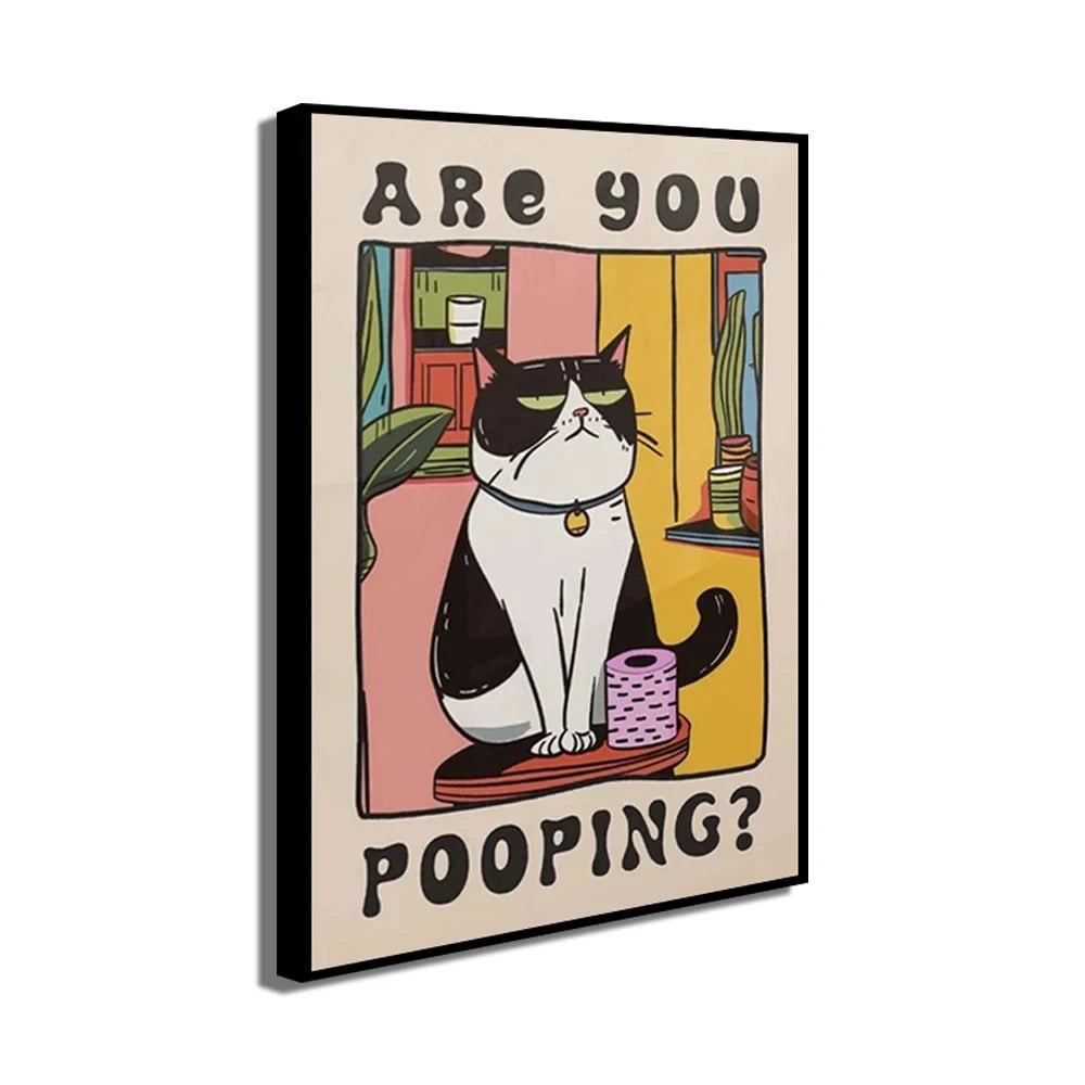 Funny Cat Canvas Wall Art | Unique Home Decor for Cat Lovers