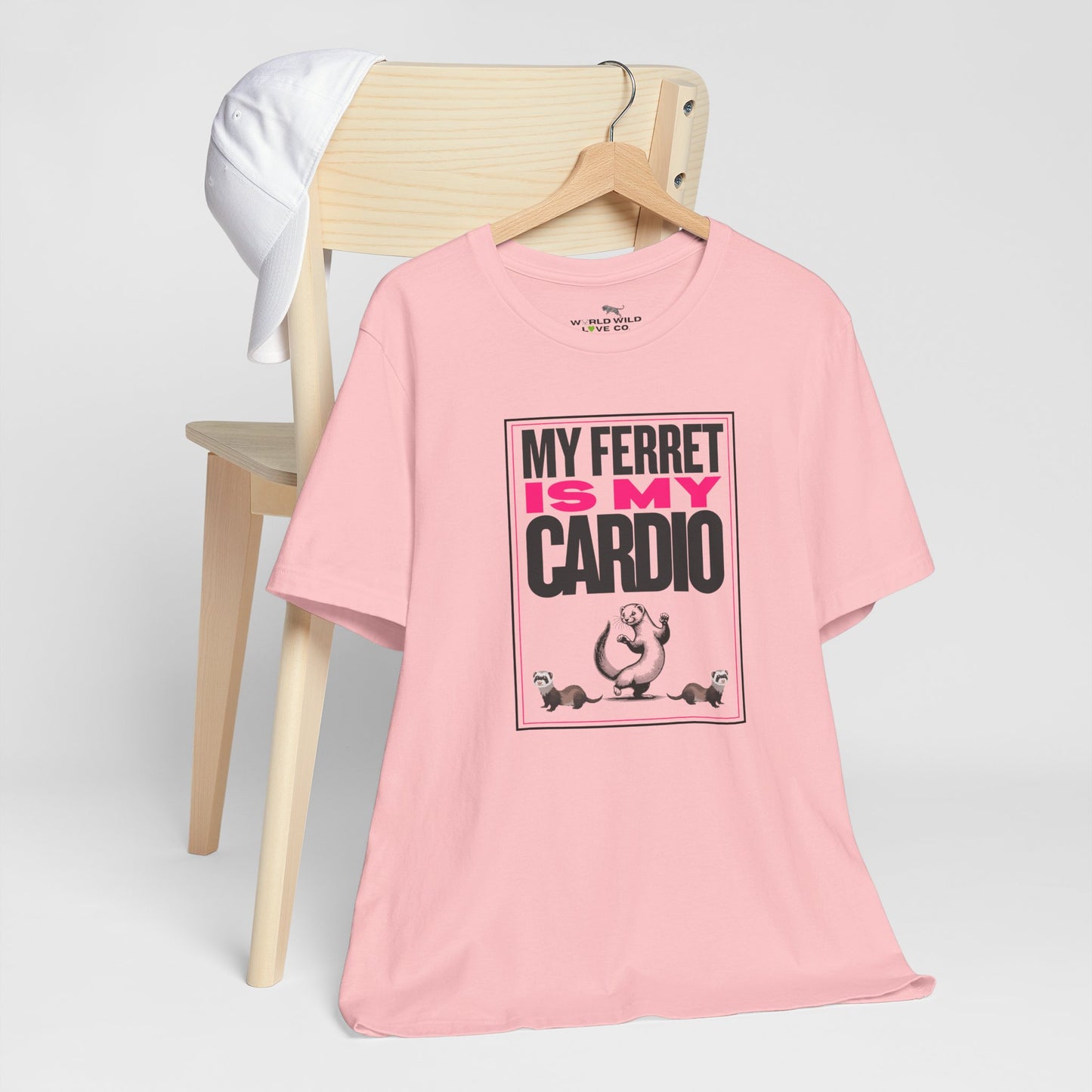 "My Ferret is my Cardio" Unisex Tee | Funny Novelty Apparel that Supports Animal Welfare | World Wild Love Co.