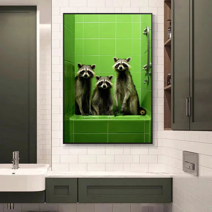 Quirky Animals on the Toilet Canvas Art Prints | Home Decor