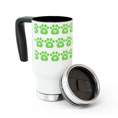 Paw Print Stainless Steel 14oz Travel Mug |  Eco-Friendly & BPA Free | Supports Animal Welfare