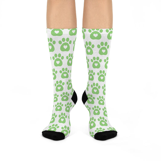 Playful Paw Print Unisex Crew Socks |  Essential Accessories to Support Animal Welfare