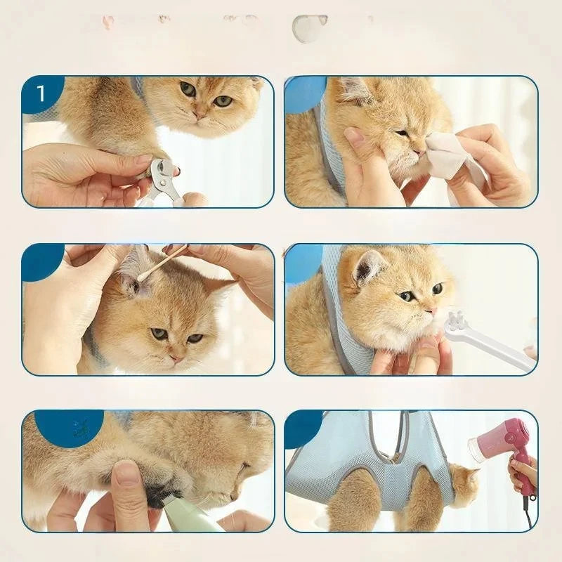 Cat Dog Grooming Nail Cutting Anti Scratch Bite Fixed Bag Bath Trimming Restraint Bag Pet Beauty Hammock Hanging Pet Supply Set