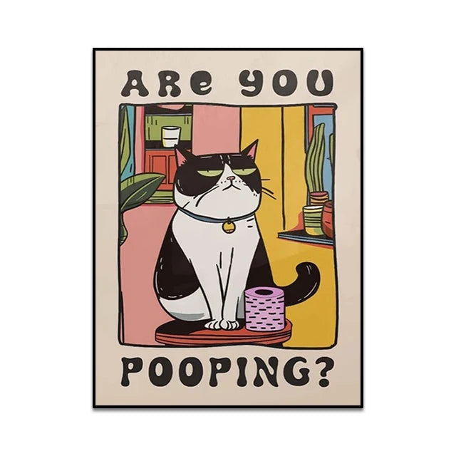 Funny Cat Canvas Wall Art | Unique Home Decor for Cat Lovers