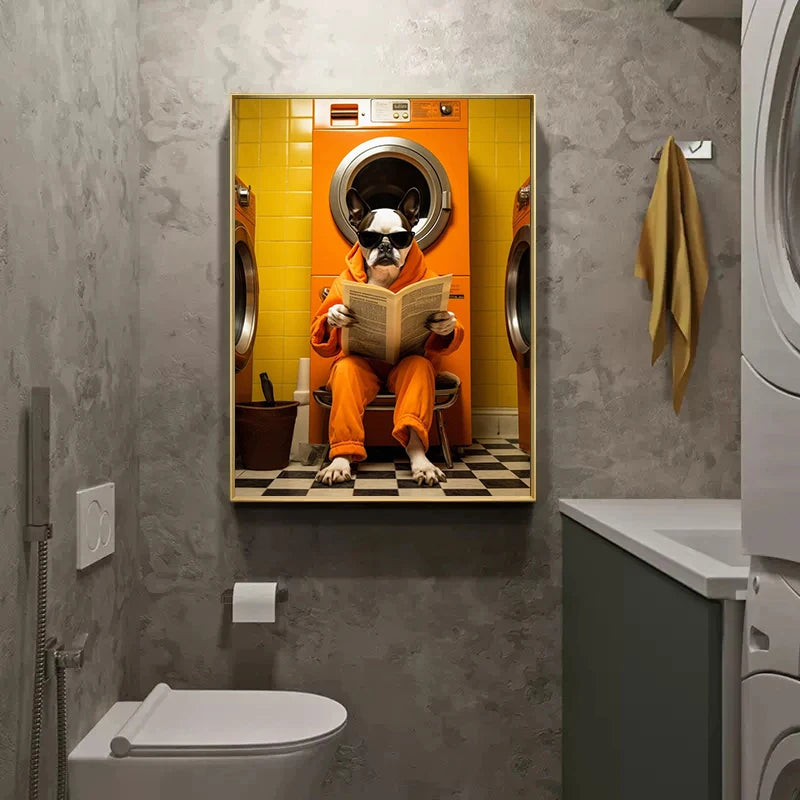 Quirky Animals on the Toilet Canvas Art Prints | Home Decor