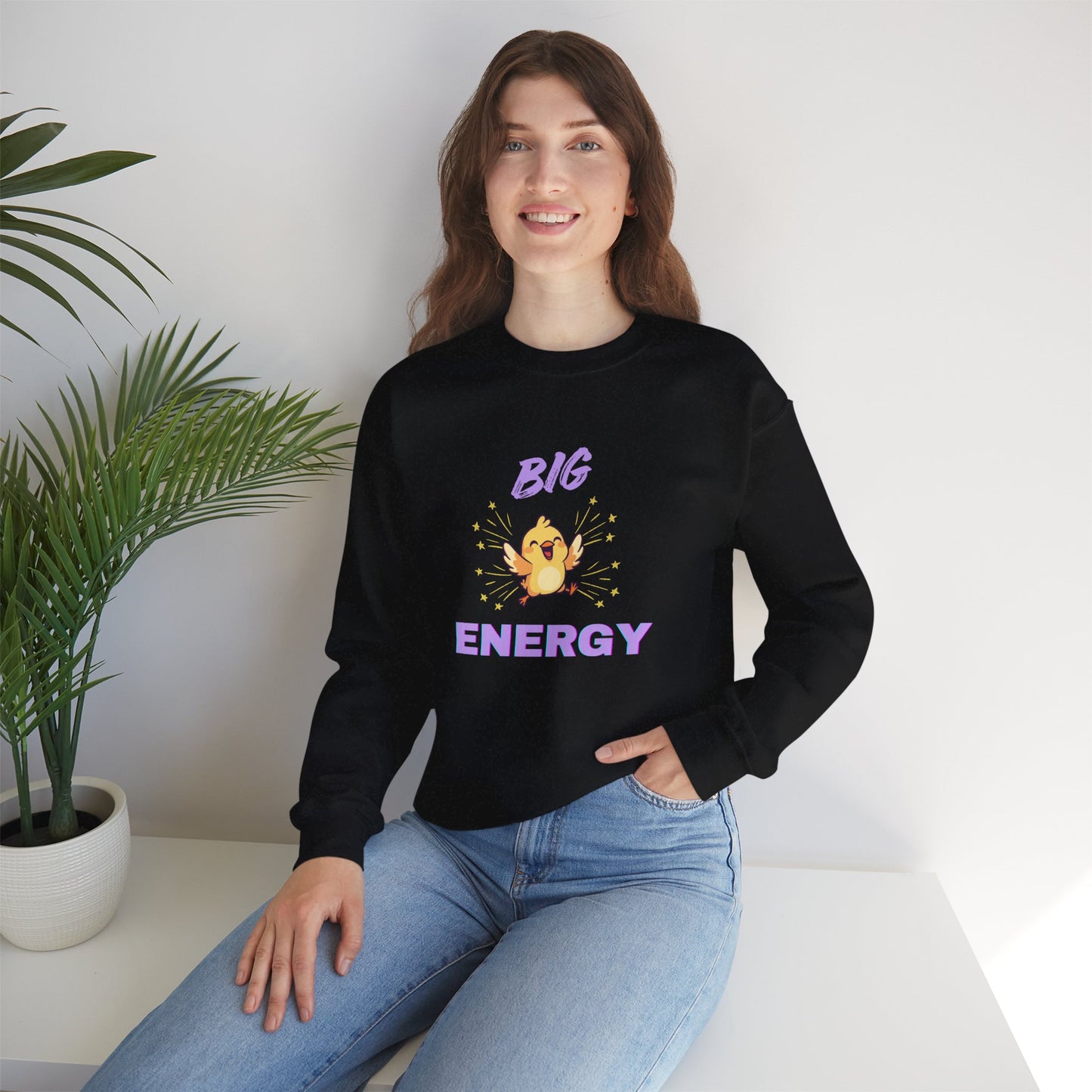 Women's Crewneck Sweatshirt - "Big Chick Energy" Cute graphic Top