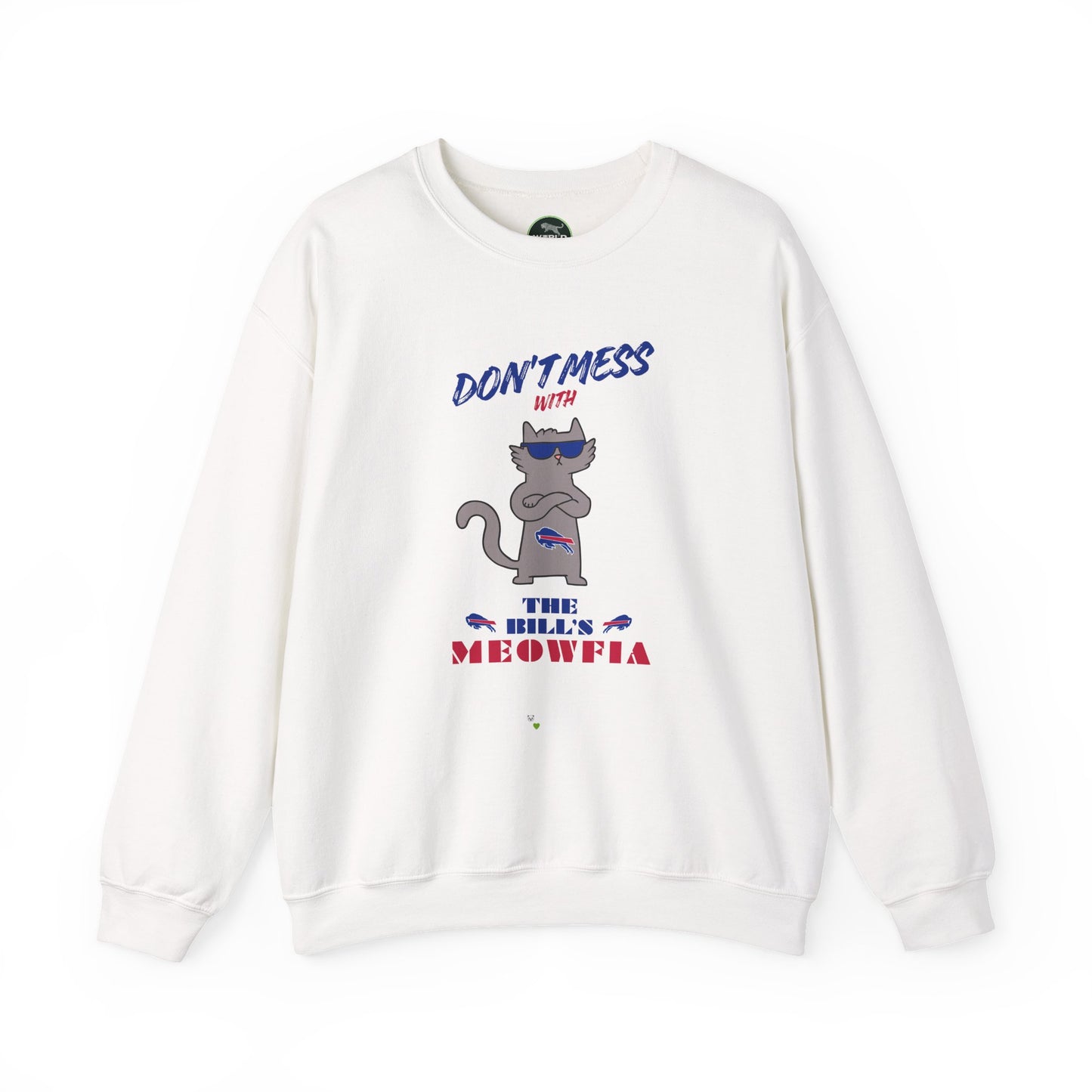 Buffalo Bills "Meowfia" Unisex Crewneck| Fun Classic Eco-Friendly Apparel that Supports Animal Welfare