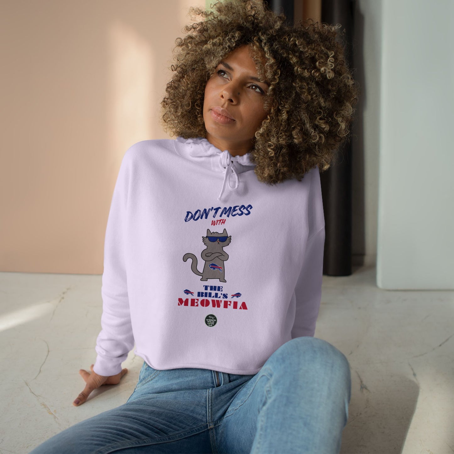 Buffalo Bills "Moewfia" Women's Cropped Hoodie | Classic Eco-Friendly Apparel to Support Animal Welfare