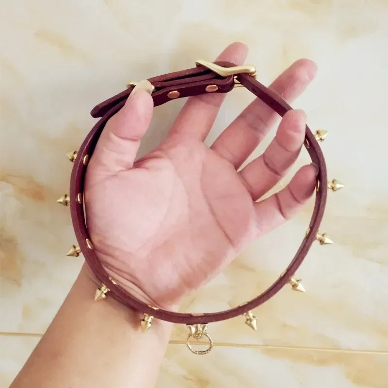 Handmade Cowhide Studded Pet Collar