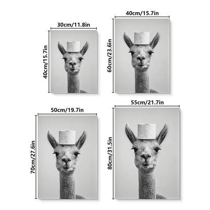 Cute Black and White Animal Poster Print |  Bathroom Wall Art for Animal Lovers