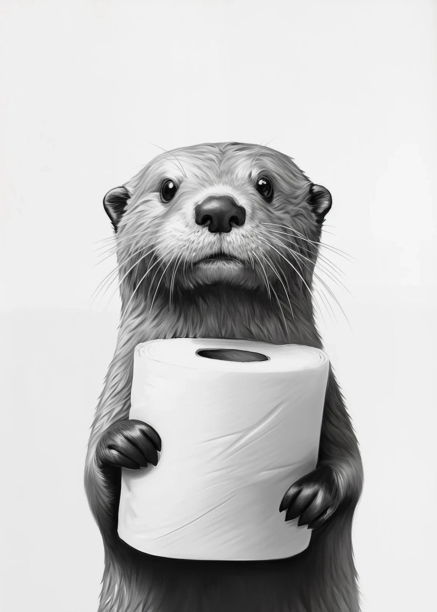 Cute Black and White Animal Poster Print |  Bathroom Wall Art for Animal Lovers