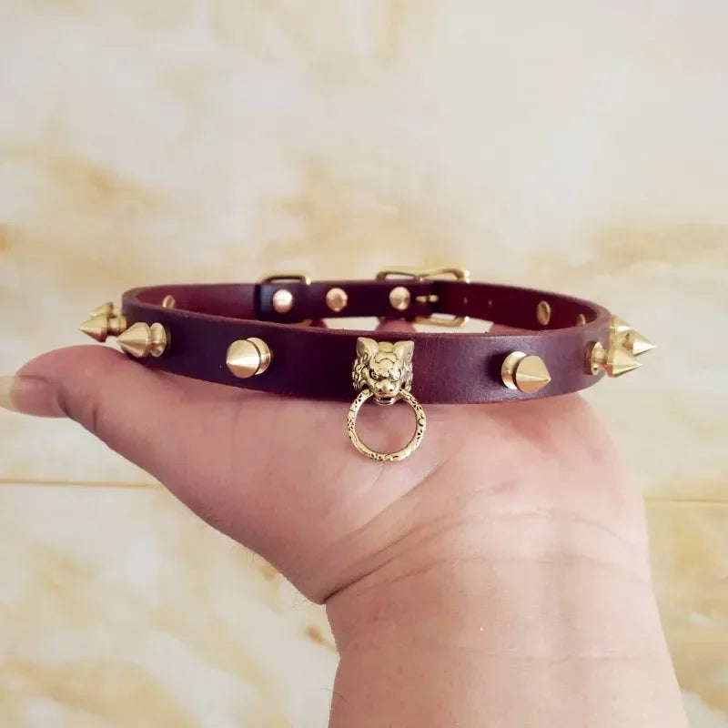 Handmade Cowhide Studded Pet Collar