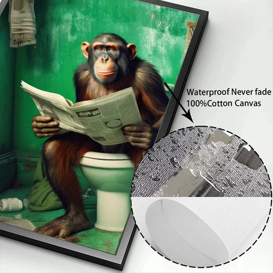 Quirky Animals on the Toilet Canvas Art Prints | Home Decor