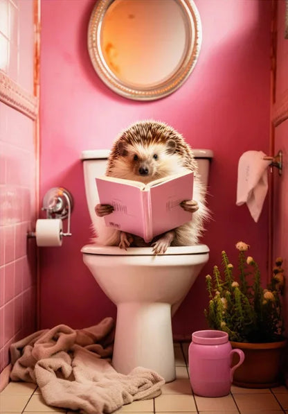 Quirky Animals on the Toilet Canvas Art Prints | Home Decor