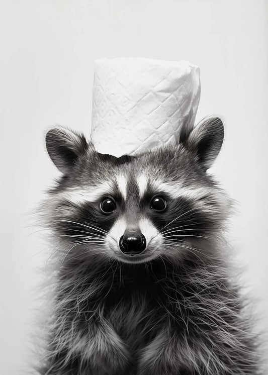 Cute Black and White Animal Poster Print |  Bathroom Wall Art for Animal Lovers